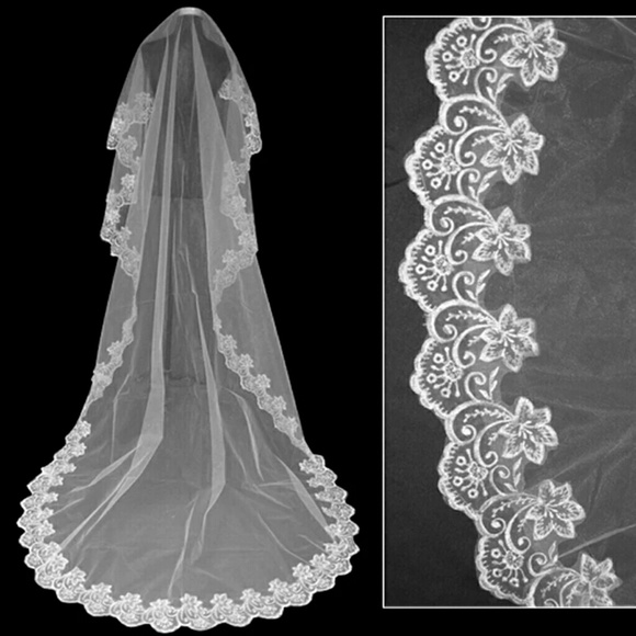 3M Ivory Catherdal Wedding Veil Long With Combe On - Picture 2 of 5